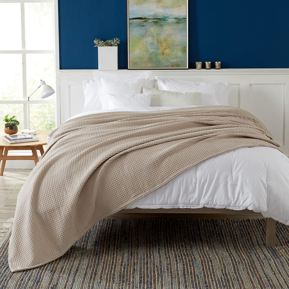 100% Cotton Waffle Weave Bed Blanket | Soft, Breathable, and Lightweight Blan...