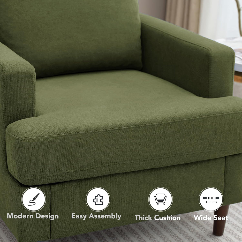 Weture Mid-Century Accent Chair, Green Armchair Living Room Chairs