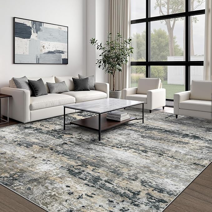 pmtsns Area Rugs 8x10 for Living Room: Washable Rug Modern Abstract Neutral - Image 2