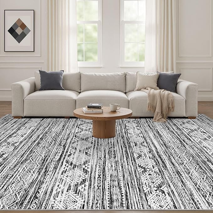 Nakagishi Area Rug Living Room Rugs: 7X9 Machine Washable Boho Large Neutral - Image 4
