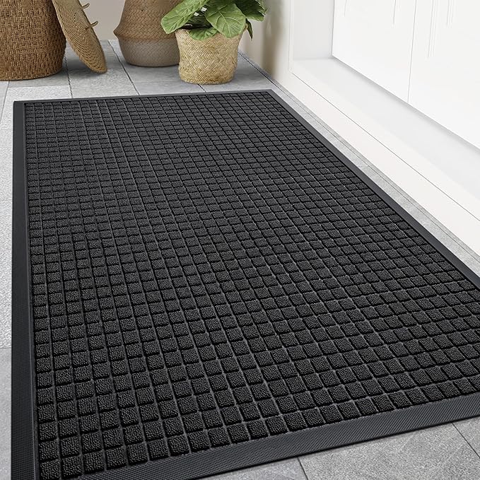Smiry Front Door Mat Outside Entrance, Heavy Duty Natural Rubber Doormat by Smiry