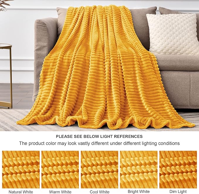 BEDELITE Fleece Blanket Queen Size – 3D Ribbed Jacquard Soft and Warm - Image 7