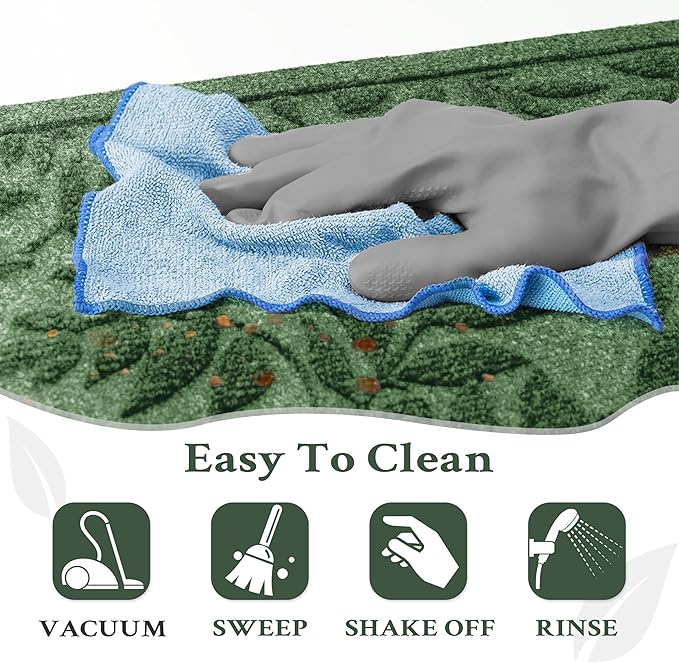 Green Leaves Outdoor Indoor Entrance Door mat, Absorbent Durable Heavy Duty - Image 7