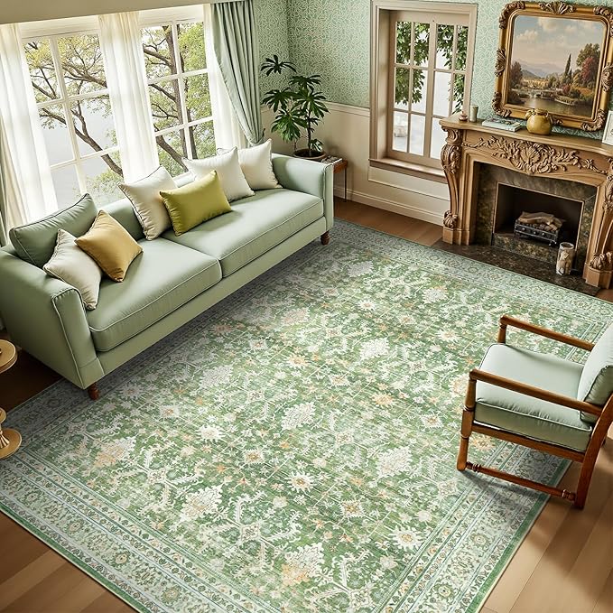Lofus 6x9 Area Rug for Living Room, Light Green Washable Area Rugs by Lofus