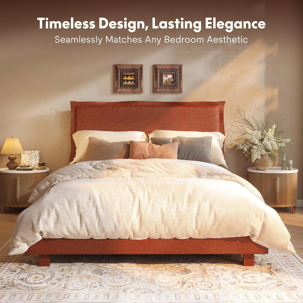 FLEXISPOT All-In-One Adjustable Bed Frame with Upholstered Flange Edge Headbo...