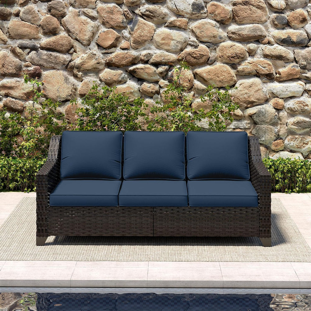 Luxury 3 Seater Outdoor Patio Couch with Handwoven PE Wicker