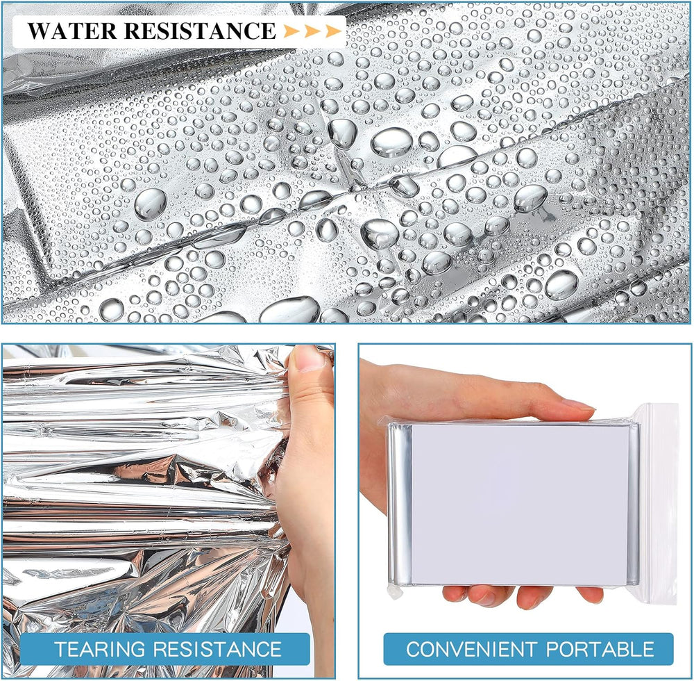 Macarrie 100 Pack Emergency Thermal Blankets Foil Space, Silver