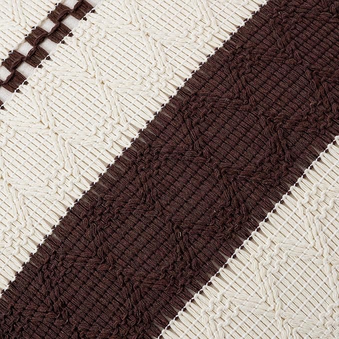 Fancy Homi Set of 1 Boho Brown Long Lumbar Decorative Throw Pillow Cover 12x24 - Image 4
