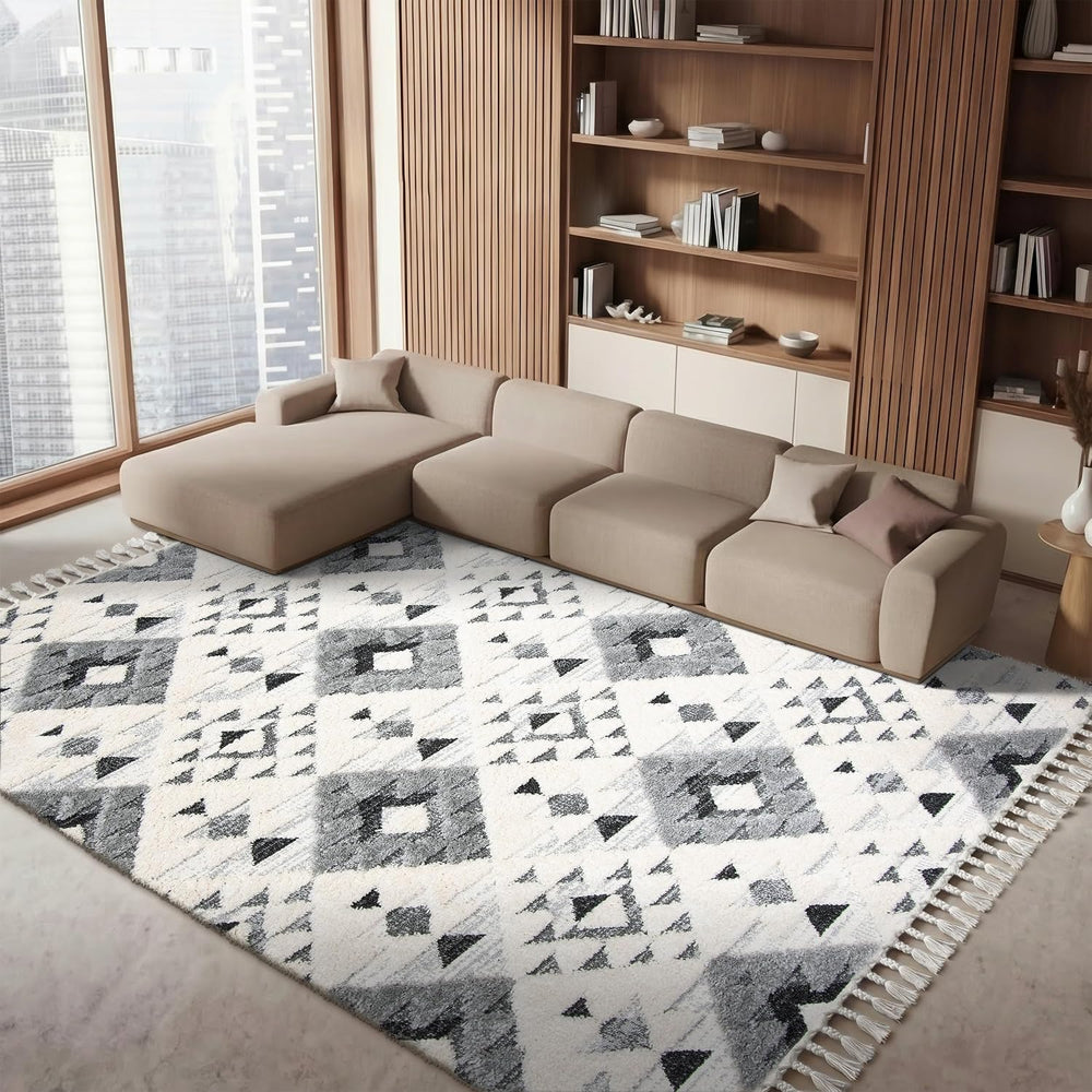 SAFAVIEH Area Rug 9x12 - Moroccan Tassel Shag Collection - Large - Ivory &amp...
