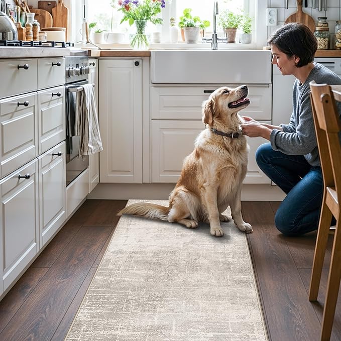 Washable 2x5 Kitchen Runner Rug: Abstract Water Resistant Sink Stove Entryway - Image 2