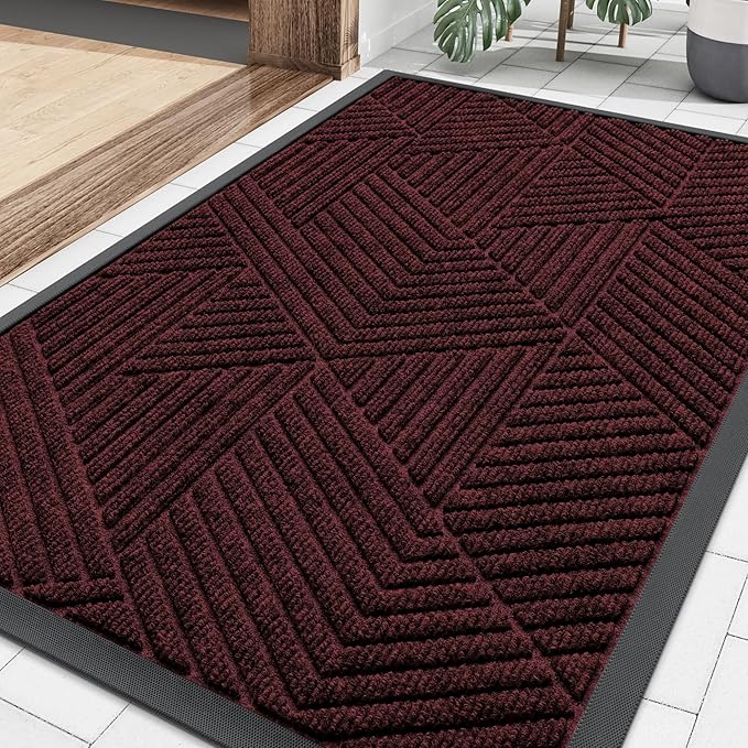 Smiry Front Door Mat Outside Entrance, Heavy Duty Sturdy Natural Rubber Doormat by Smiry
