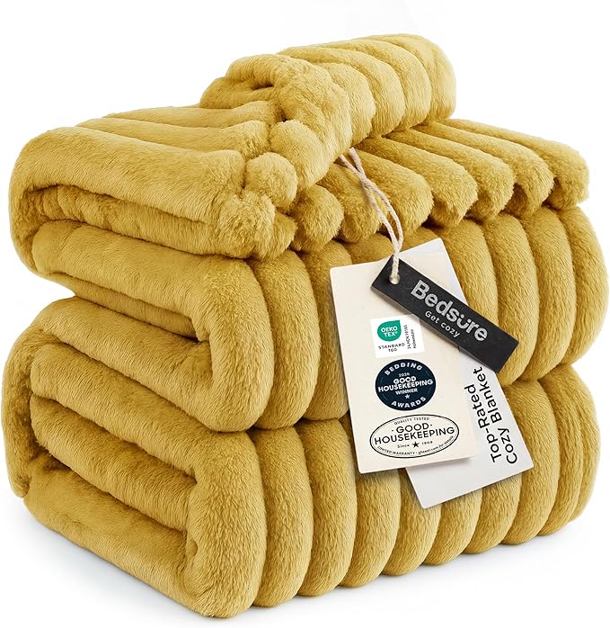 Bedsure GentleSoft Yellow California King Size Blanket by BEDSURE