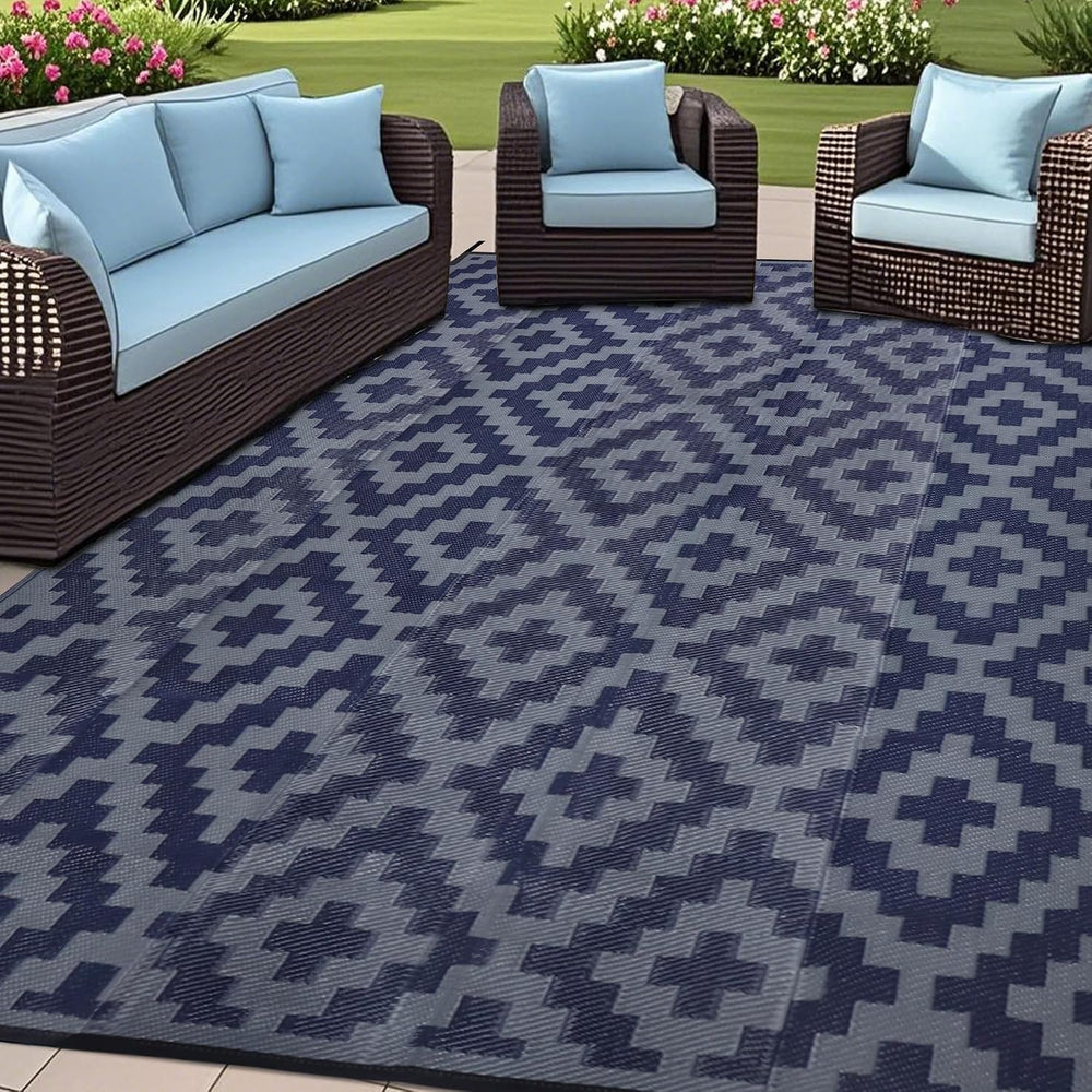 SAND MINE Reversible Mats, Plastic Straw Rug, Modern Area Rug, Large Floor Ma...