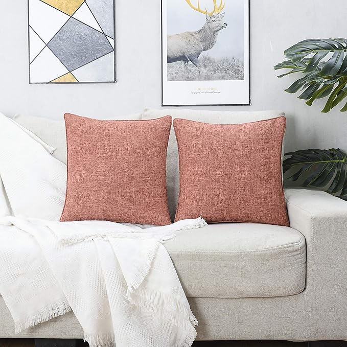 HPUK Linen Throw Pillow Covers Pack of 2, 18x18 Inch Accent Cushion Covers - Image 6