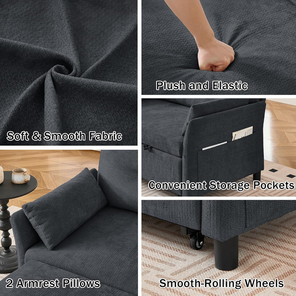 51.18'' 3-in-1 Convertible Sofa Bed, Pull Out Couch with 5-Position A...