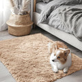 OLANLY 3x3 Machine Washable Small Bedside Rug, Soft Fluffy Shaggy Entryway by OLANLY