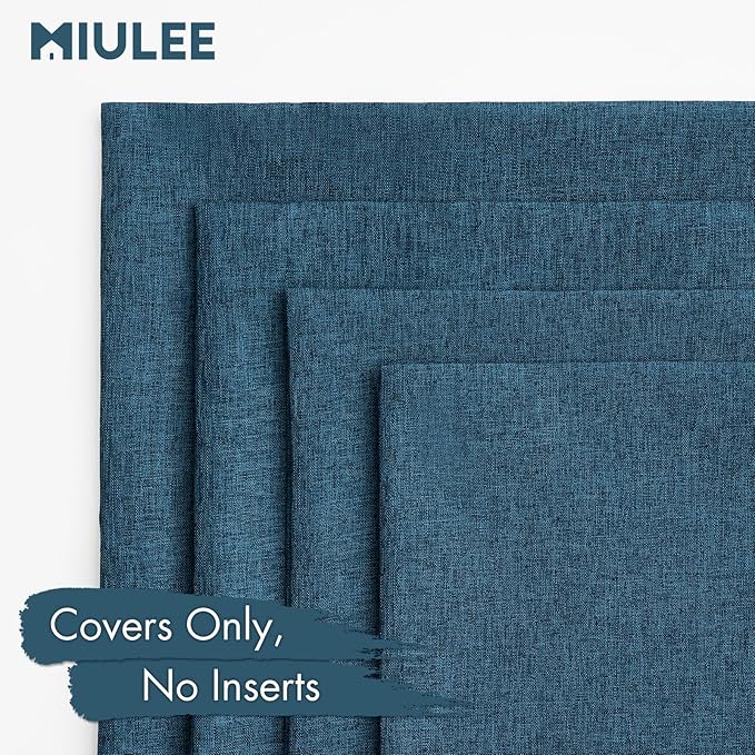 MIULEE Pack of 4 Decorative Outdoor Throw Pillow Covers Linen Waterproof Pillow - Image 5