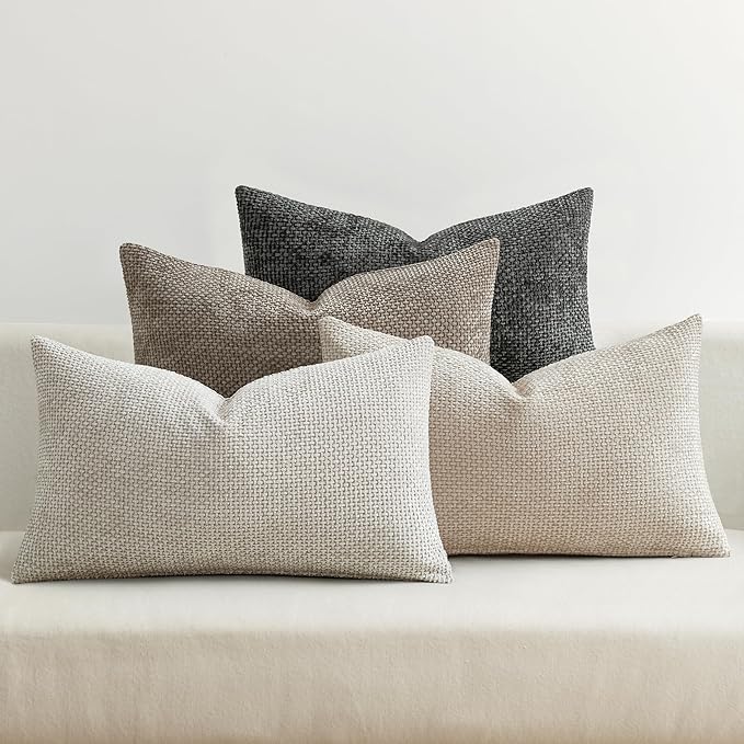 MIULEE Pack of 4 Couch Throw Pillow Covers 12x20 Inch Neutral Soft Decorative by MIULEE