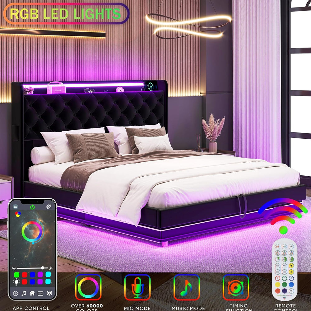 Ailisite Lift Up Storage Bed Full, Bed Frame Full Size with Charging Station ...