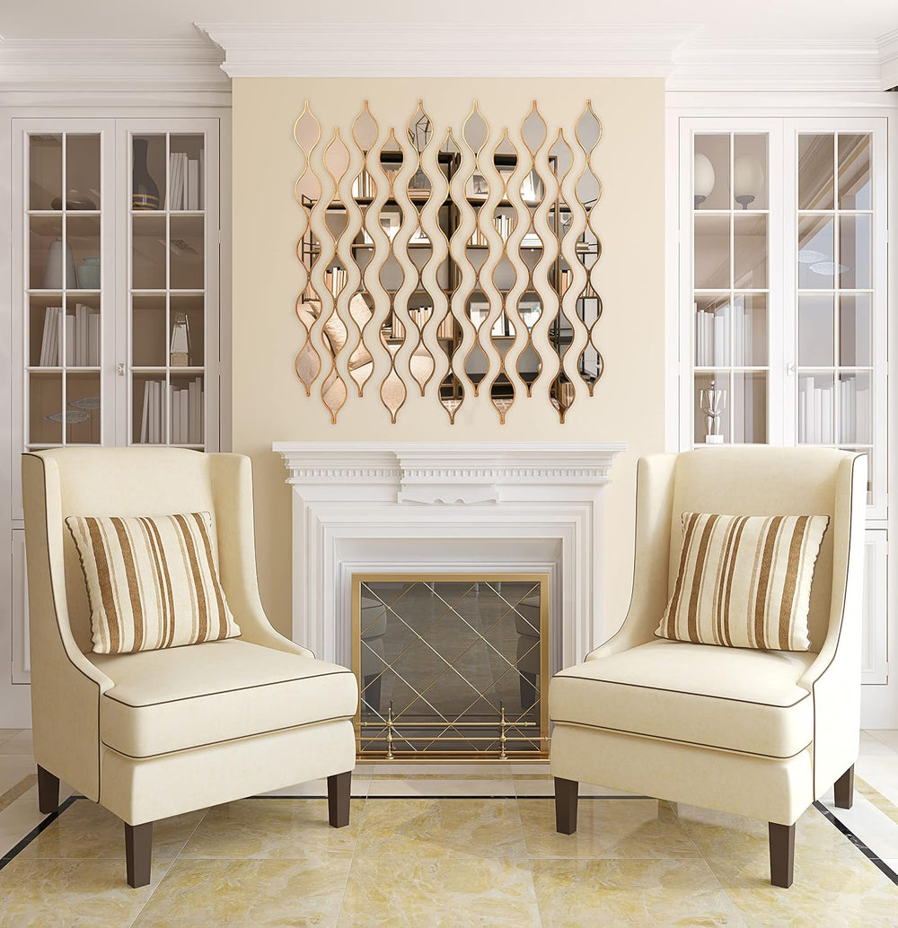 Teardrop Mirror Wall Decor Set of 5, Gold Foil Iron Wall Mirrors, 57.5 x 5.3 ...