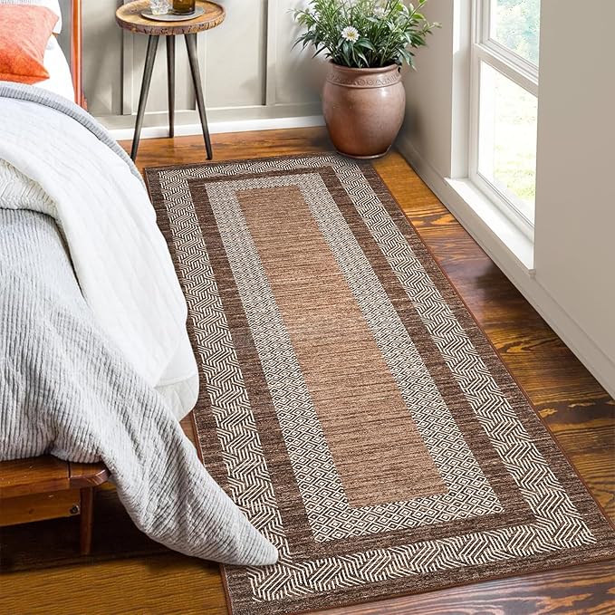 Washable 2.5x10 Kitchen Runner Rug, Easy Clean Geometri Rugs - Image 2