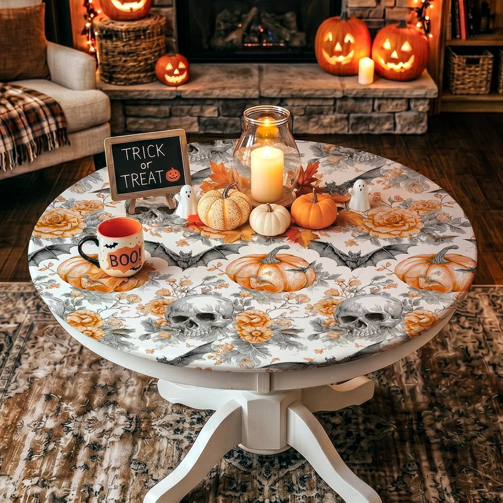 Halloween Tablecloth Round Fitted Table Cloth for 54"-58" Tables