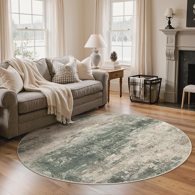 BEIMO Round Rugs 6FT for Living Room Bedroom, Modern Abstract Machine Washable - Image 2