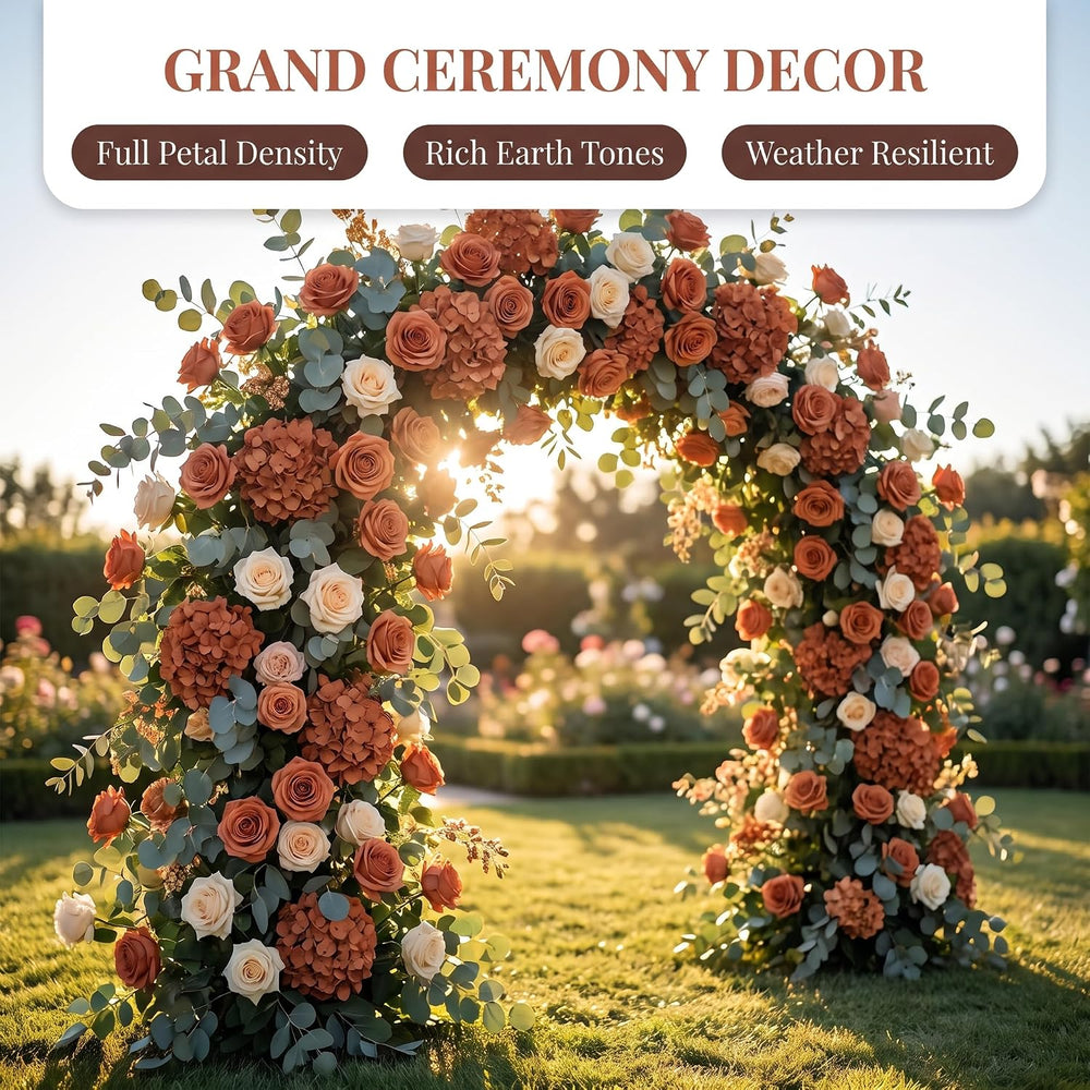 JUSMAI 30pcs Fake Roses Burnt Orange Artificial Flowers Fall Flowers