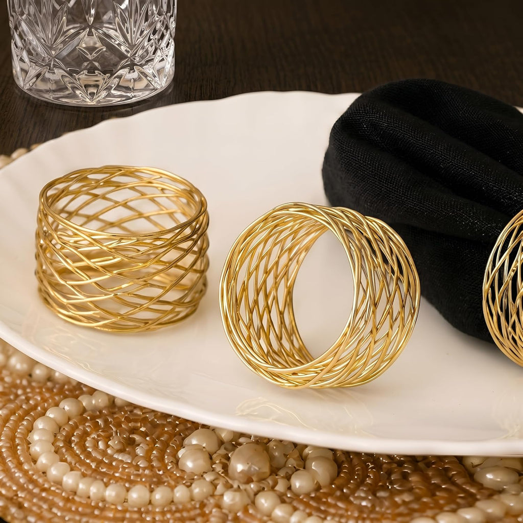 Durable Metal Iron Napkin Rings for Table Decor, Elegant Metal Table Setting Accessory, Rustic Napkin Holder for Modern Farmhouse & Everyday Dining Set of 50 (Gold) - ALPHA Living HOME