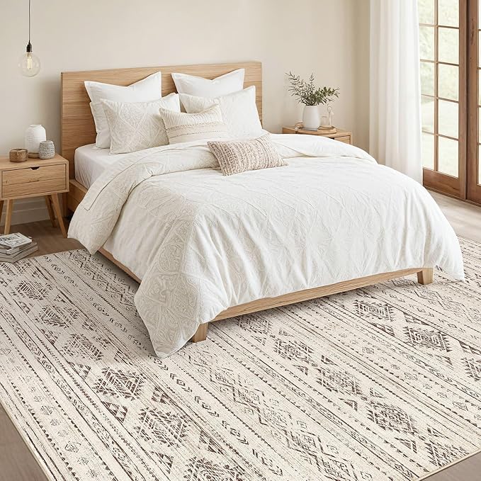 Nakagishi 10x14 Area Rugs Living Room: Washable Boho Large Neutral Soft - Image 5