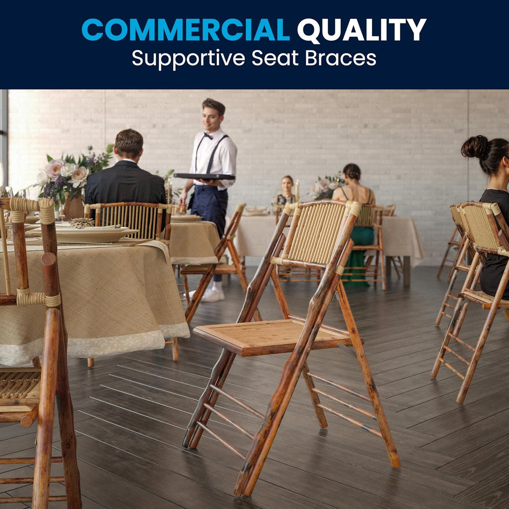 Flash Furniture Folding Bohemian Bamboo Chairs with Curved Backs, Modern Bamb...