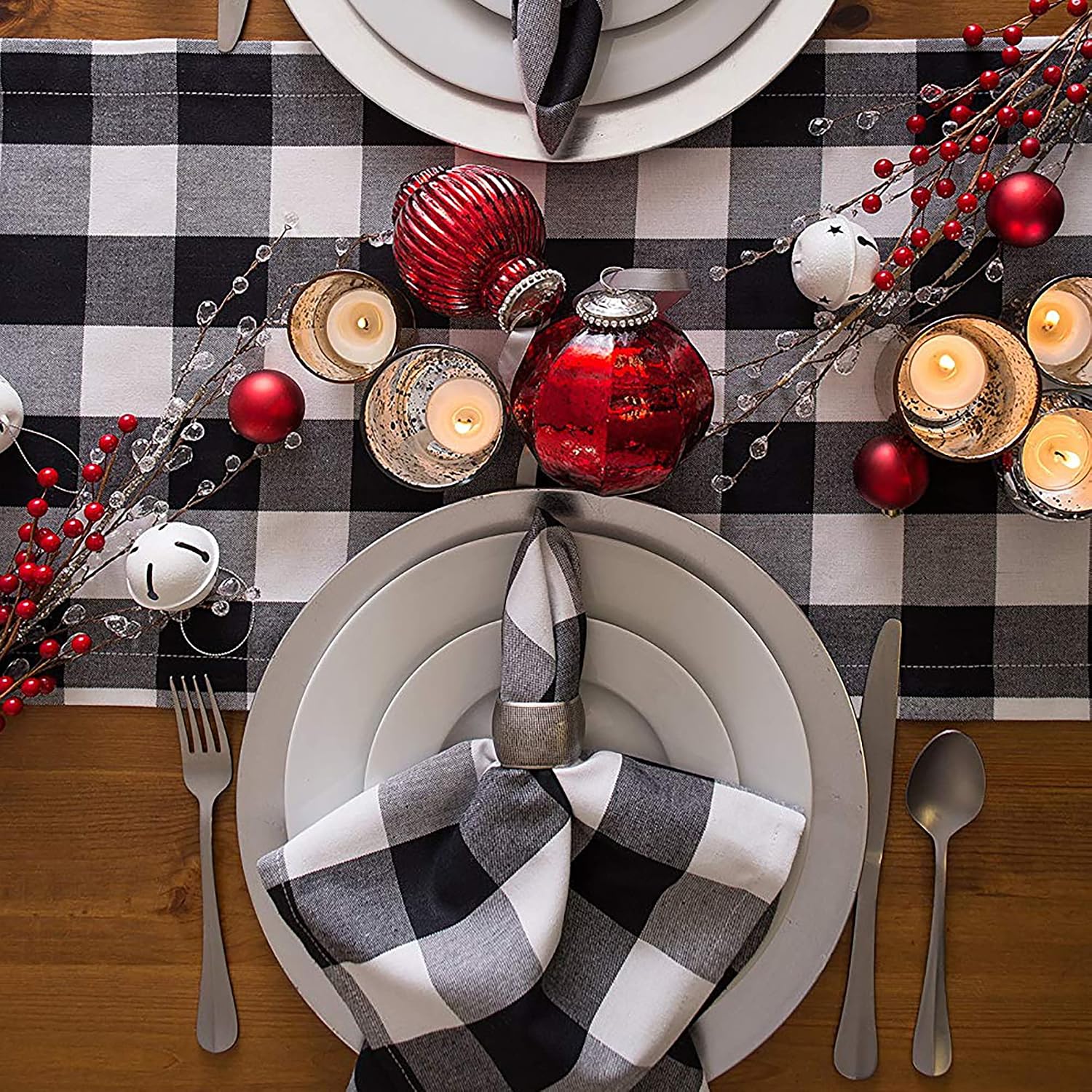 DII Buffalo Check Collection, Classic Farmhouse Napkin Set, 20x20, Black & White, 6 Piece (Pack of 2)