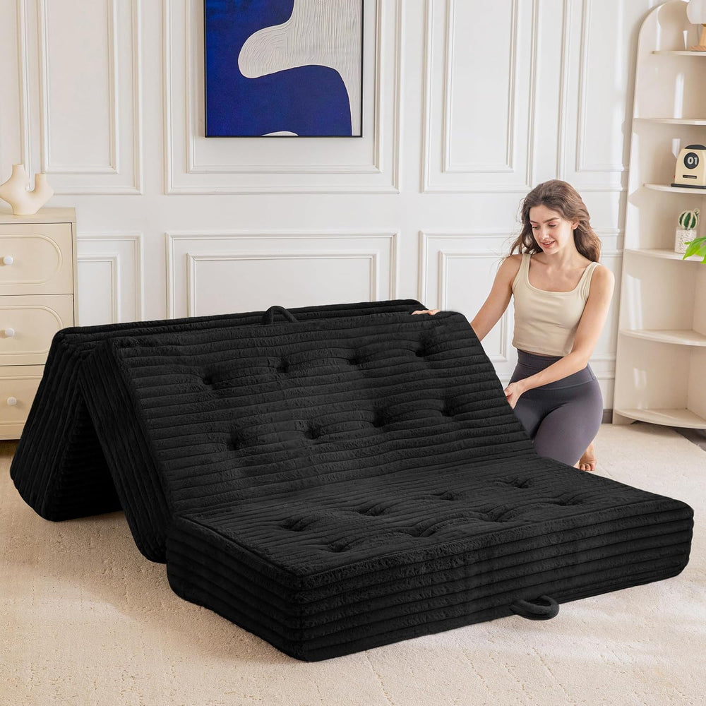 MAXYOYO Folding Sofa Couch Bed, 6 Inch Tri-Fold Floor Sofa Bed, Folding Mattr...