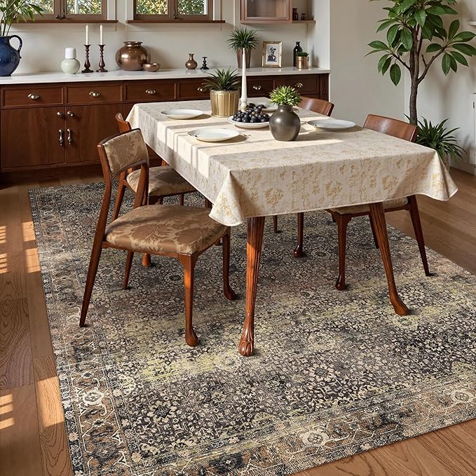 Washable Area Rug 9' x 12' Vintage Traditional Persian Mat - Image 3