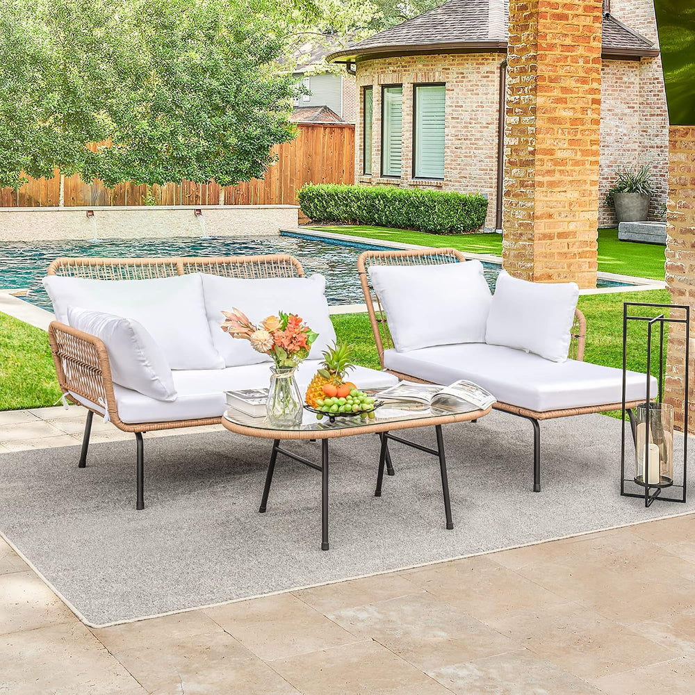 Devoko Outdoor Patio Furniture Set, Sectional Conversation Sofa Set