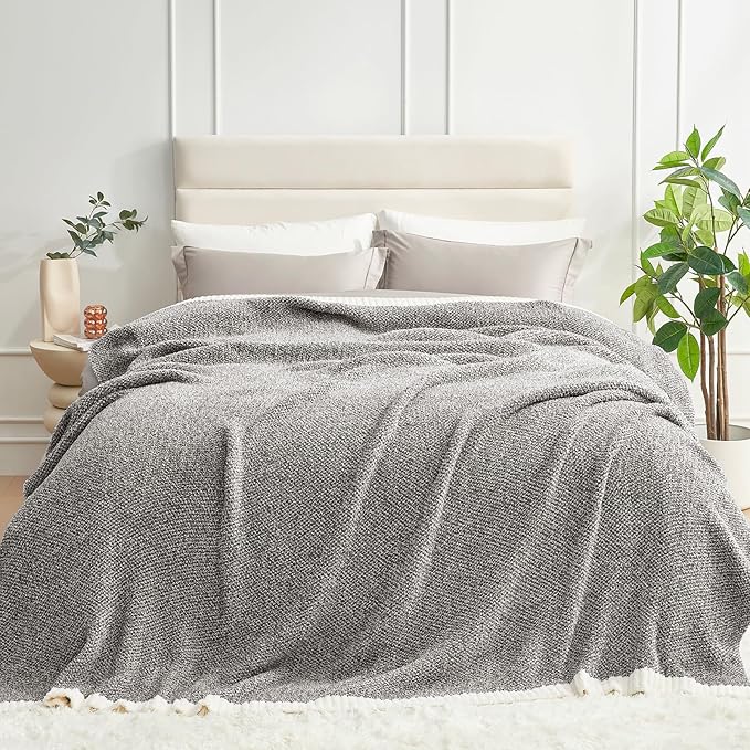 Snuggle Sac Ultra Soft Grey Bedding Blanket Twin XL, Warm Fluffy Microfiber - Image 2
