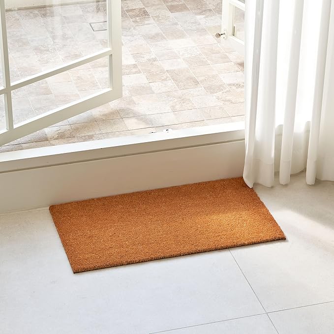 KANKUN Coco Coir Door Mat with Heavy Duty Backing, Welcome Doormat, Doormat - Image 2