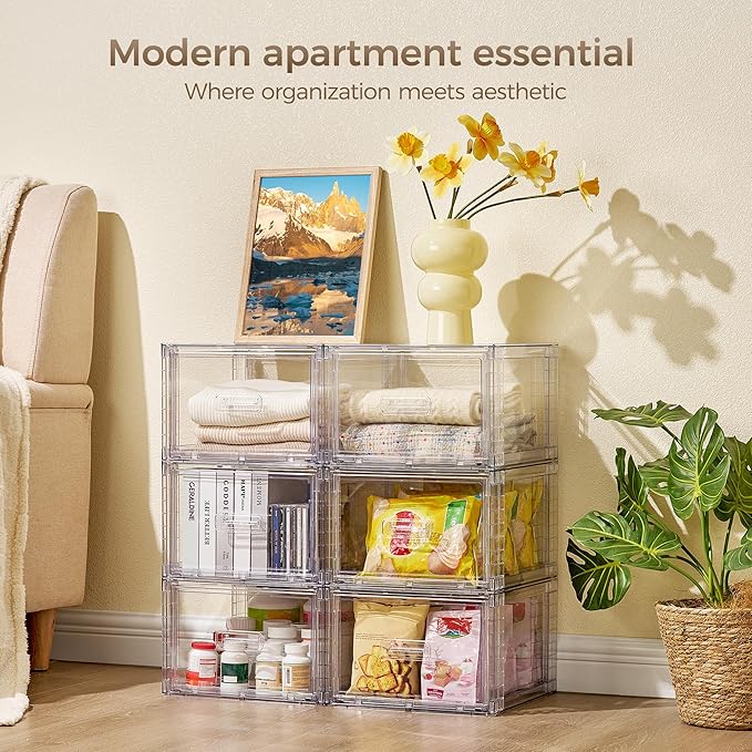 Vtopmart 2 Pack 18QT Clear Stackable Storage Drawers, Easily Assemble Closet - Image 3