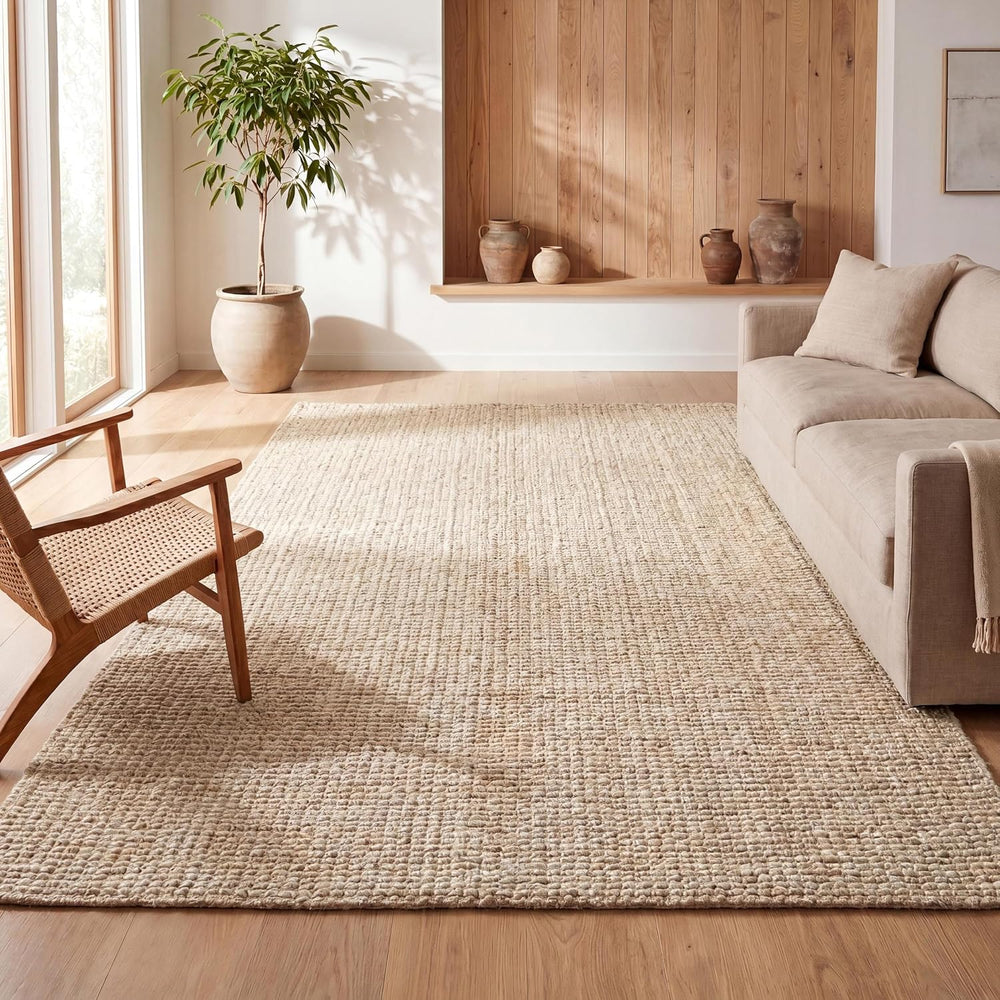 JONATHAN Y Pata Hand Woven Chunky Jute Light Ivory Indoor Area Rug, 3x5, Bohe...