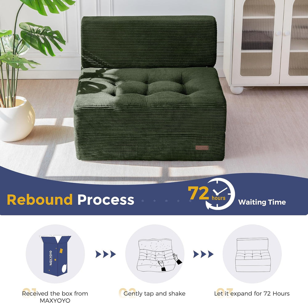MAXYOYO Folding Sofa Bed, 8-Inch Fold-Out Chair Bed, Single