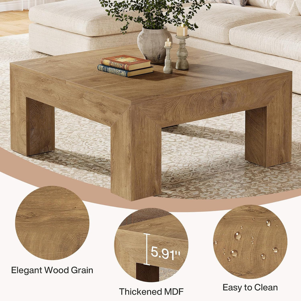 Tribesigns 39.4-Inch Square Coffee Table for Living Room, Farmhouse All MDF C...