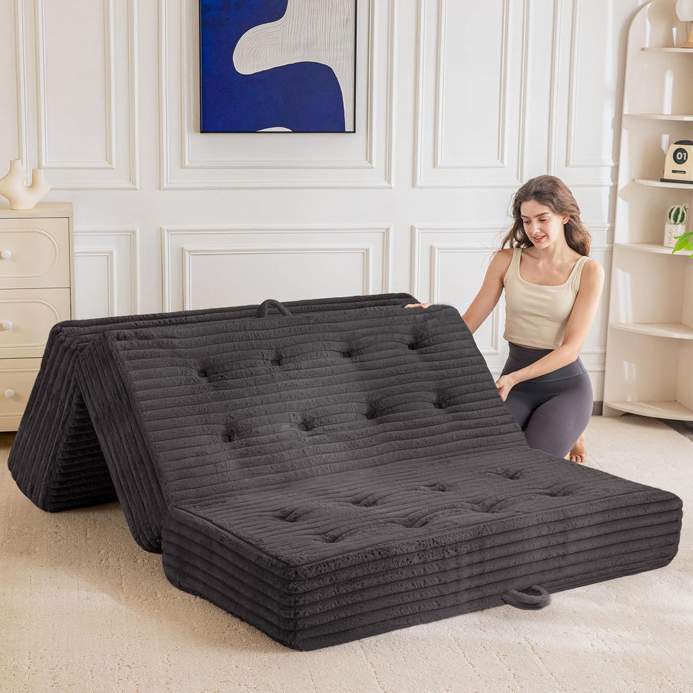 MAXYOYO Folding Sofa Couch Bed, 6 Inch Tri-Fold Floor Sofa Bed, Folding Mattr...
