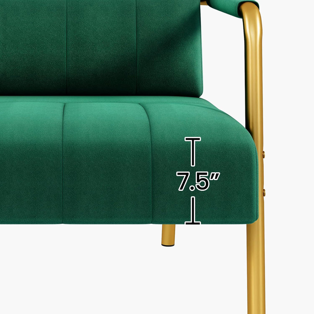 Yaheetech 56.5" Small Sofa 2 Seater Couch with Gold-Tone Legs, Green