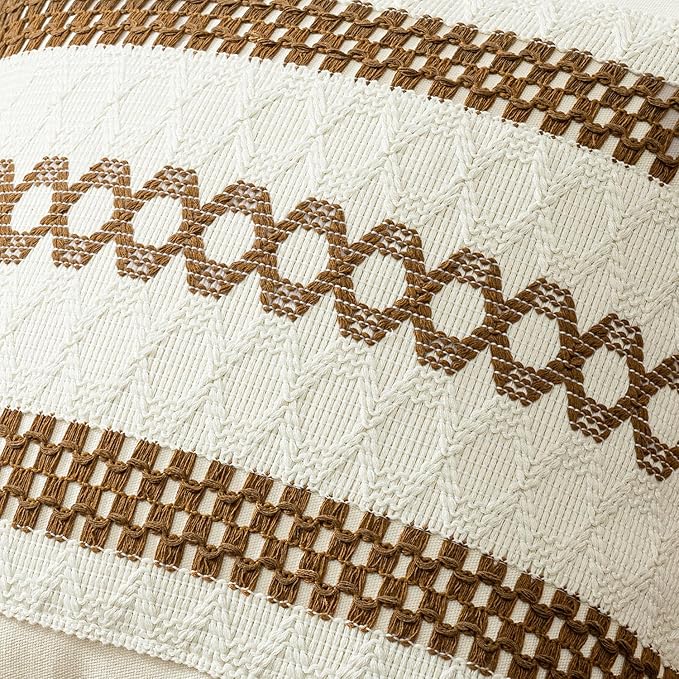 MIULEE Set of 2 Coco Brown Boho Decorative Pillow Covers 20x20 Inch Farmhouse - Image 4