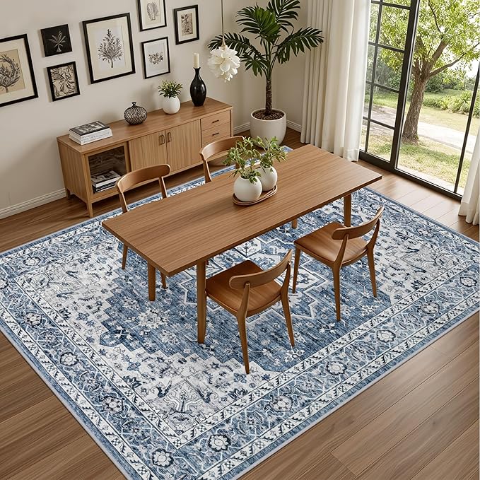 5x7 Area Rugs Living Room Rug: Washable Vintage Boho Medallion Rug No Slip - Image 5