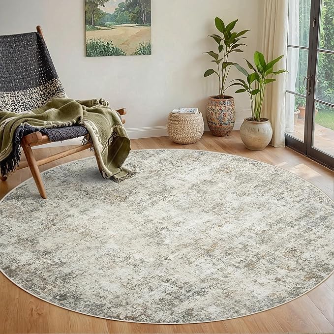 Round Rug 6ft Circle Rug Washable: Carpet Small Circular Area Rug by Aelenmu