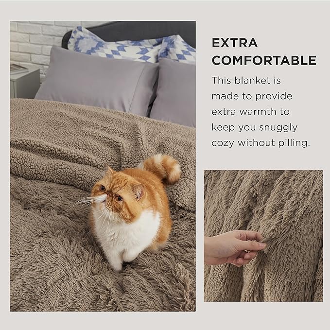 Bedsure GentleSoft Fluffy Brown King Size Blanket - Image 3