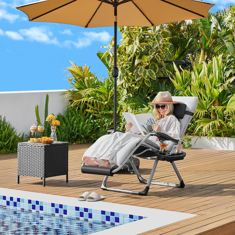 Yaheetech Zero Gravity Chair, Folding Reclining Lounge Recliner with Removabl...