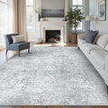 8x10 Area Rug Washable Vintage Living Room Carpet Large Indoor Non Slip Grey by PureCozy