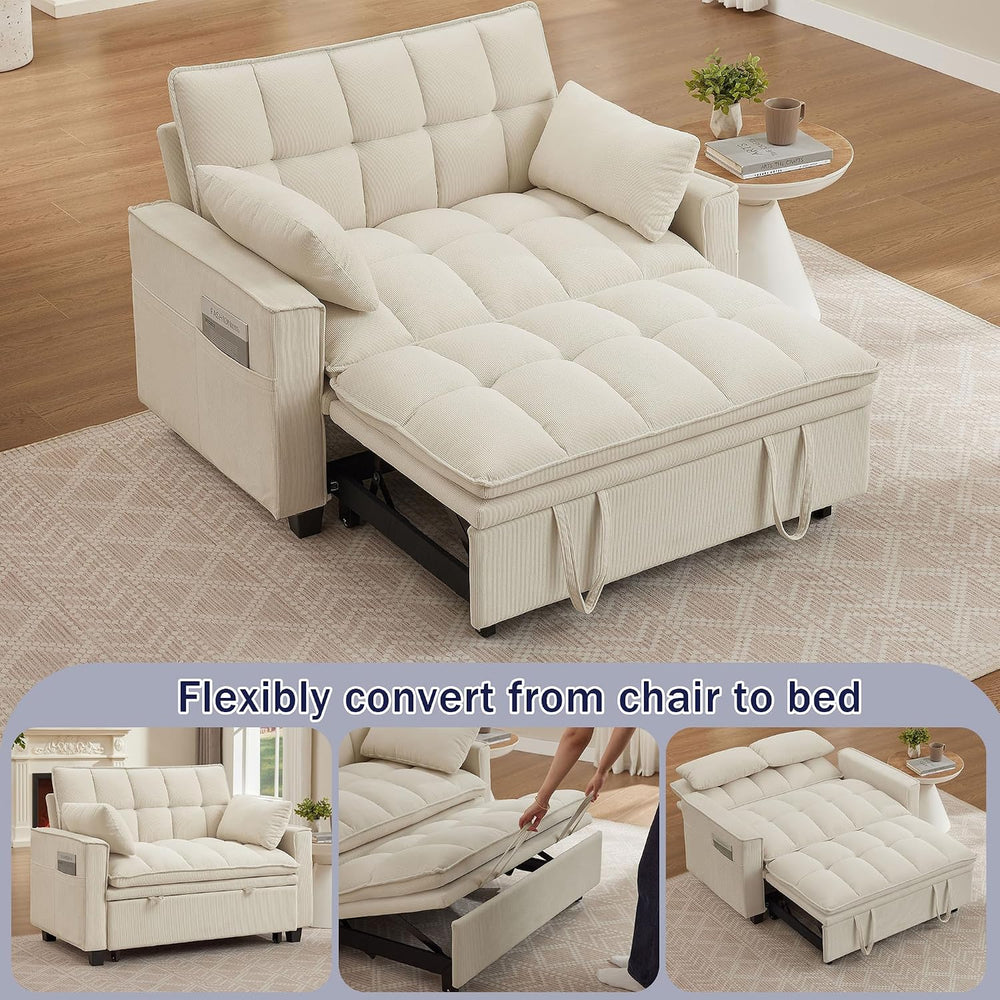 Sleeper Sofa with Pull Out Couch Bed, 48.43" Convertible Pull-Out Sofa B...